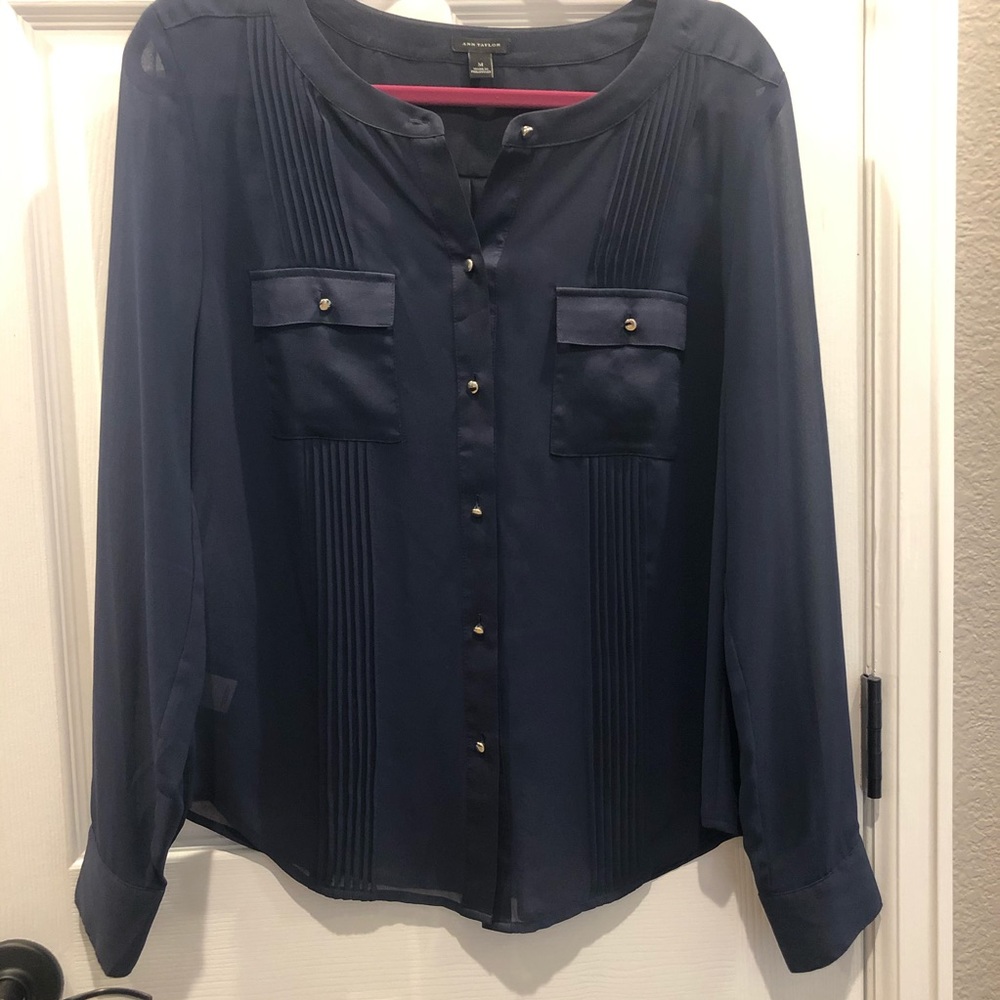 Navy blue Ann Taylor long sleeve blouse
